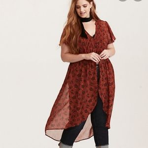 Burnt orange split front maxi top